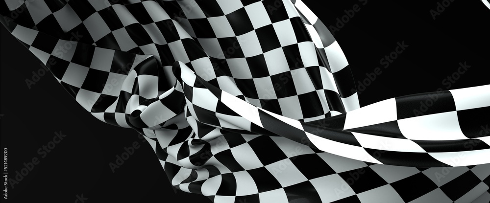 Poster checkered flag, race flag background 3d.