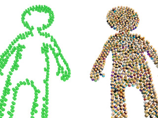 Cartoon Crowd Figure, Green Empty