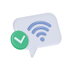 Wi-Fi Wireless connection Network Symbol isolated white background, 3d render illustration. Sharing network on internet hotspot access point for digital and online coverage broadcasting