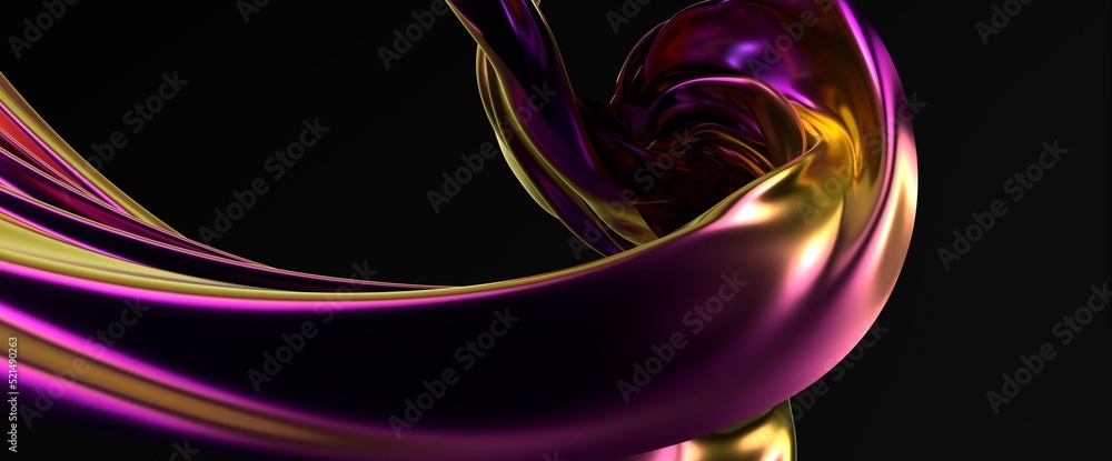 Poster fluid design twisted shapes holographic 3d abstract background iridescent wallpaper