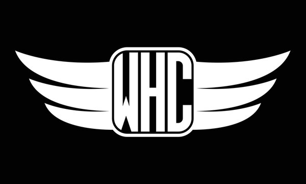 WHC three-letter Wing logo design. flying Vector template