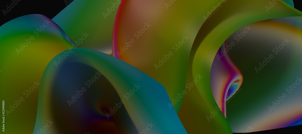 Poster fluid design twisted shapes holographic 3d abstract background iridescent wallpaper