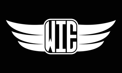 WIE three-letter Wing logo design. flying Vector template - obrazy, fototapety, plakaty