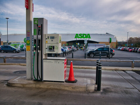 A self-service fuel pump at an ASDA supermarket in the UK.
