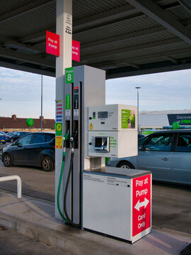 A self-service fuel pump at an ASDA supermarket in the UK.