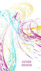 Painted strokes, waves. Abstract cover, vector.