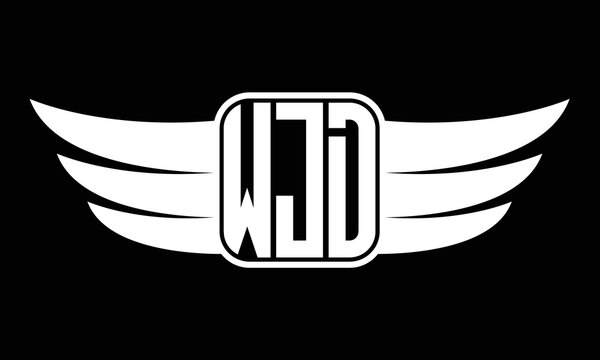 WJD three-letter Wing logo design. flying Vector template