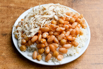 Traditional delicious Turkish food; Turkish style rice pilaf (Turkish name; Arpa sehriyeli. tavuklu, kuru fasulyeli, kavurmali pirinc pilavi)