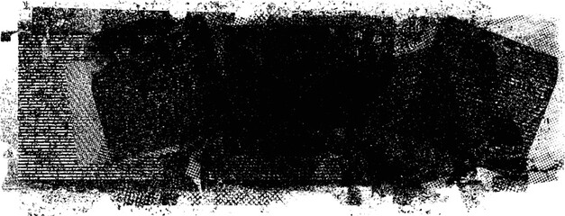 Obraz premium Glitch distorted geometric shape . Noise destroyed logo . Trendy defect error shapes . Glitched frame .Grunge textured . Distressed effect .Vector shapes with a halftone dots screen print texture.