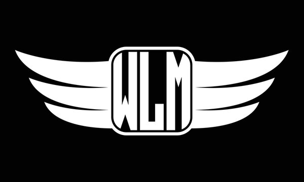 WLM three-letter Wing logo design. flying Vector template