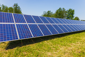 Solar panels on the sky background. Solar power plant. The alternative source of electricity