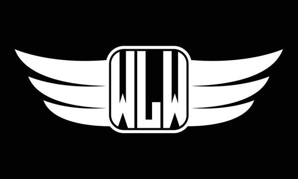 WLW three-letter Wing logo design. flying Vector template