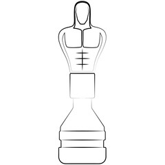 Boxing Punching ball with stand for box training sketch drawing, contour lines drawn body opponent bag sport equipment