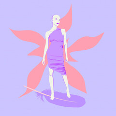 Fashion minimal illustration. Stylish mannequin summer look fashion concept