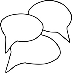 Speech bubble for chat communication symbol. Empty background balloon talk cloud for message chatting. Comic cartoon element. Hand drawn retro vintage vector illustration. Simple line drawing.