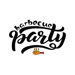Obraz premium Handdrawn vector illustration with black lettering on textured background Barbecue Party for invitation, celebration, social media content, advertising, decor, poster, print, website, banner, template