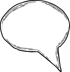 Speech bubble for chat communication symbol. Empty background balloon talk cloud for message chatting. Comic cartoon element. Hand drawn retro vintage vector illustration. Simple line drawing.