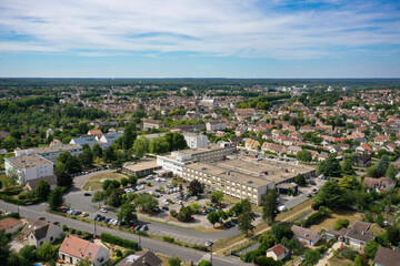 aerial view of the city of Nemours with his hospital