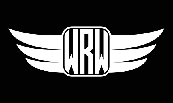 WRW three-letter Wing logo design. flying Vector template