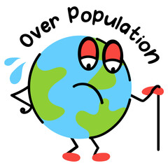 A flat colored icon of world population 