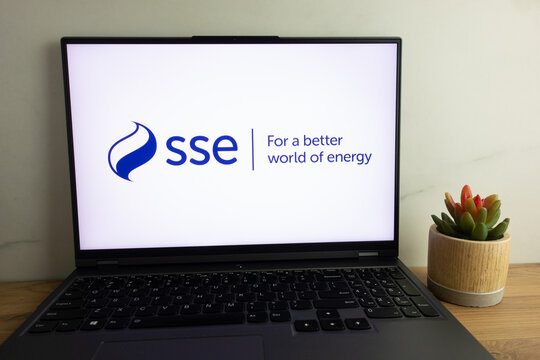 KONSKIE, POLAND - August 04, 2022: SSE plc (formerly Scottish and Southern Energy plc) multinational energy company logo displayed on laptop computer