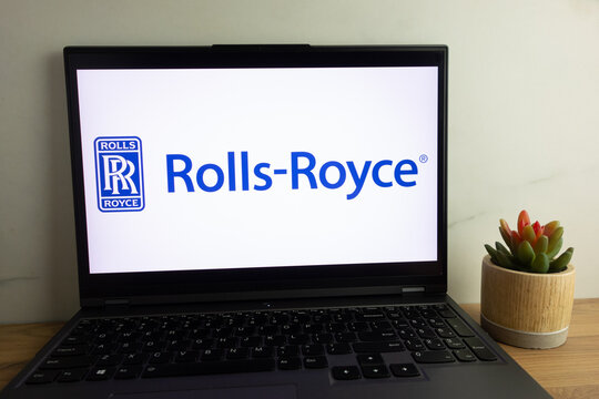 KONSKIE, POLAND - August 04, 2022: Rolls-Royce Motor Cars Limited British luxury automobile maker logo displayed on laptop computer