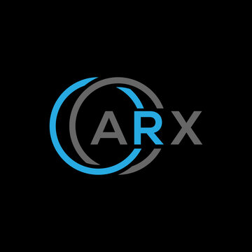 ARX logo monogram isolated on circle element design template, ARX letter logo design on black background. ARX creative initials letter logo concept. ARX letter design.
