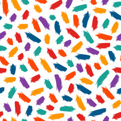 Brushstrokes motif camouflage print. Paint brush smears seamless pattern. Freehand design background. Trendy handdrawn modern simple ornament