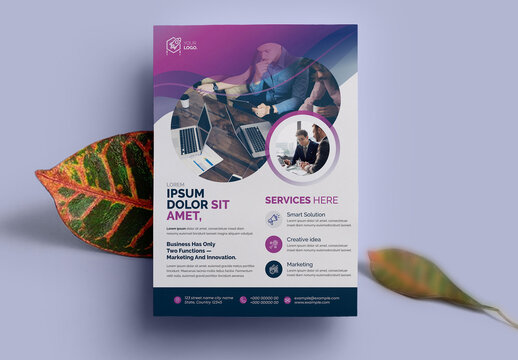 Corporate Flyer Template with Purple Vector Accents