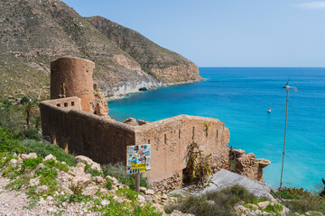 Cityscape of "Cala de San Pedro" (St Peter´s Beach Hippie Settlement), Almeria, Spain