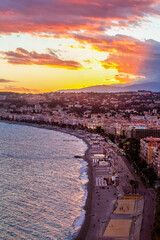 View on Nice  ( Promenade des Anglais ) - photo from Colline du Chateau .  People walking