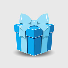 Gift box with a ribbon bow on a gray background.
   Realistic vector icon for gift,
   birthday or wedding banners