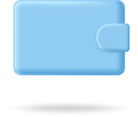 Purse money wallet 3d icon. Creative financial blue wallet isolated on white. Vector pocket illustration