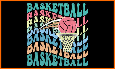 Basketball, Retro Wavy SVG T-shirts Design.