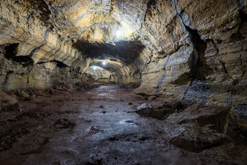 One of many lava tunnels that are allowed for turists in Santa Cruz Island, Galapagos, Ecuador