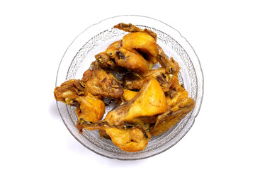 Fried chicken on a White background.