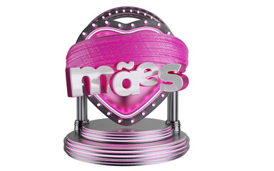 Selo 3d isolado de coração dia das mães