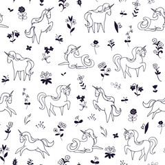 Ancient unicorn vector seamless pattern