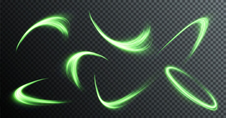 Light green Twirl. Curve light effect of green  line. Luminous green circle. Light green pedistal, podium, platform, table. Vector PNG.	
