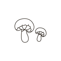 Single hand drawn mushrooms. Doodle vector illustration. Isolated on white background.