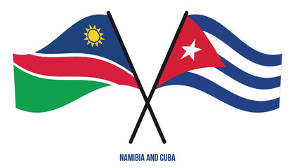 Fototapeta premium Namibia and Cuba Flags Crossed And Waving Flat Style. Official Proportion. Correct Colors.