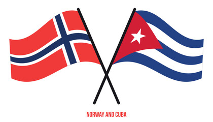 Norway and Cuba Flags Crossed And Waving Flat Style. Official Proportion. Correct Colors.