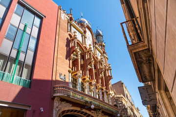 The Art Nouveau Palau de la Música Catalana building in the Sant Pere district near the Gothic...