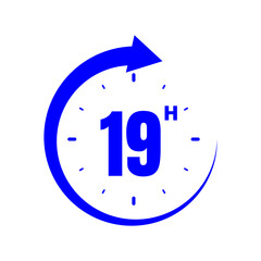 19 hours, icon symbol blue, time, o'clock Nineteen 