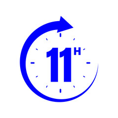 11 hours, icon symbol blue, time, o'clock Eleven
