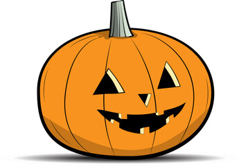 Pumpkin on white background. The Happy Halloween holiday.