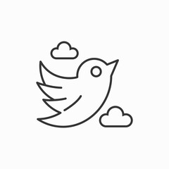 Bird and clouds vector icon. line flat sign for mobile concept and web design. Flying bird in the sky simple line icon. Symbol, logo illustration. Pixel perfect vector graphics