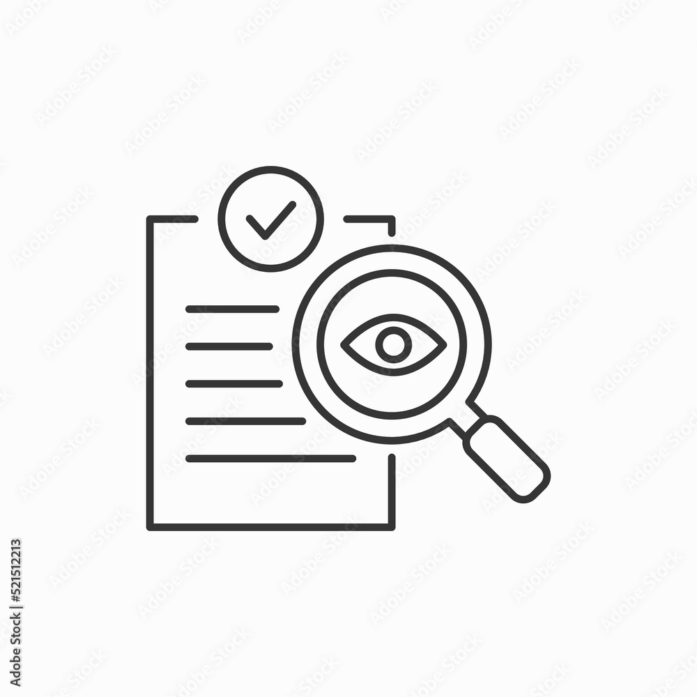 Poster file search icon, document search, vector isolated. document with magnifier loupe business concept.