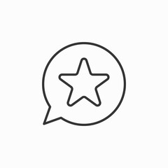 Feedback contour icon. Quote text bubble with star rating symbols. Review and assessment of user concept