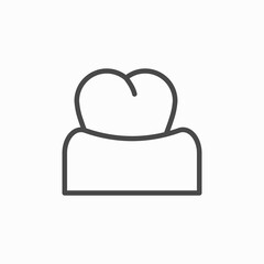 Tooth gum line icon illustration isolated on white. Dental care outline style design